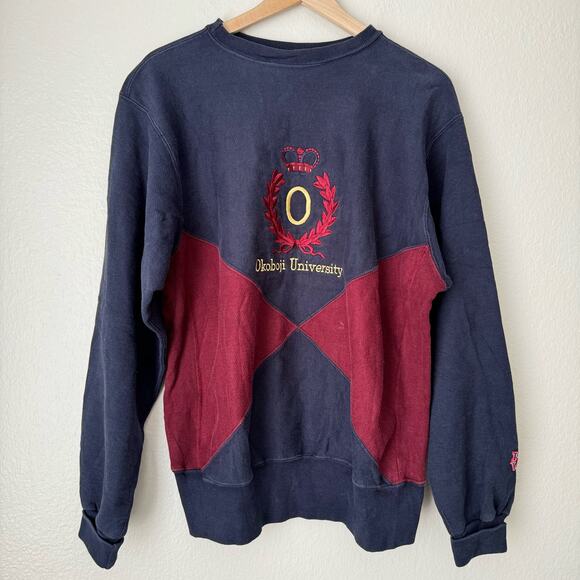 Vintage 90s Okoboji University Mens Embroidered Crew Pullover Sweater Size Large - Picture 1 of 11